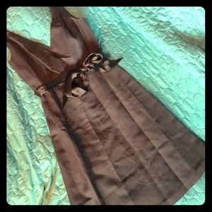 Brown J crew dress with satin bow